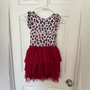 GUC Posh Peanut red white and blue leopard tulle tutu dress sz 7-8